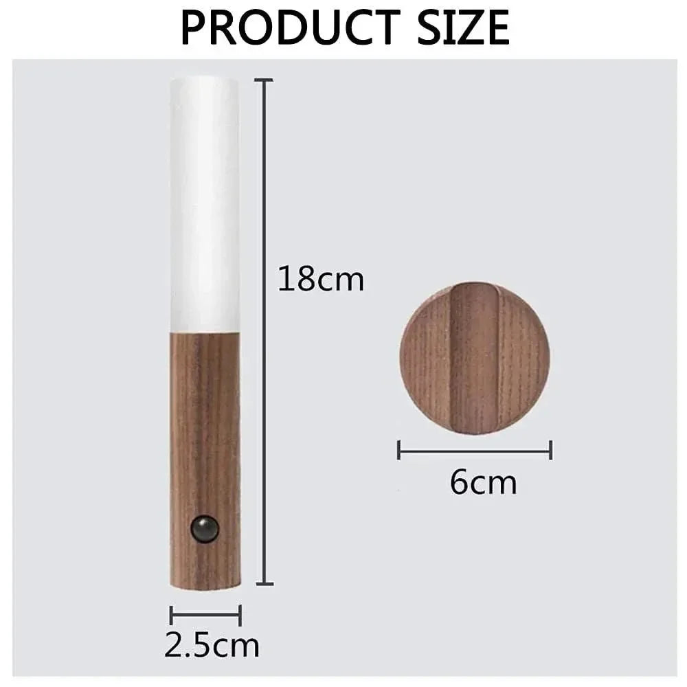 Smart Motion LED Wood Night Light – USB Rechargeable Lamp - Nuvenza